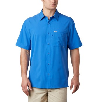 Columbia Overhemd Heren, PFG Zero Rules Woven Short Sleeve Blauw, 58PSKHGTX